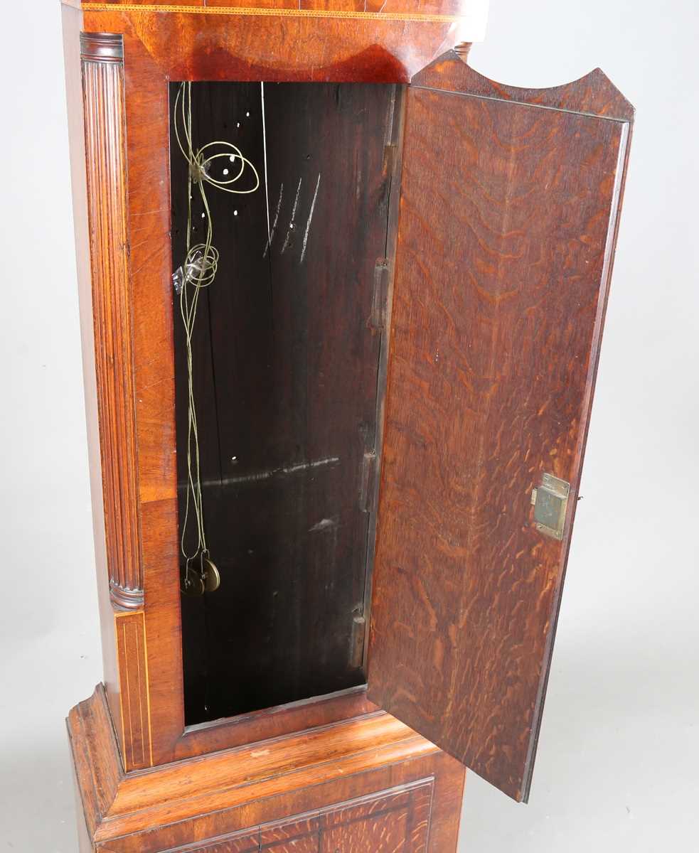 A George III oak and mahogany longcase clock with eight day movement striking on a bell, the 13-inch - Image 6 of 11