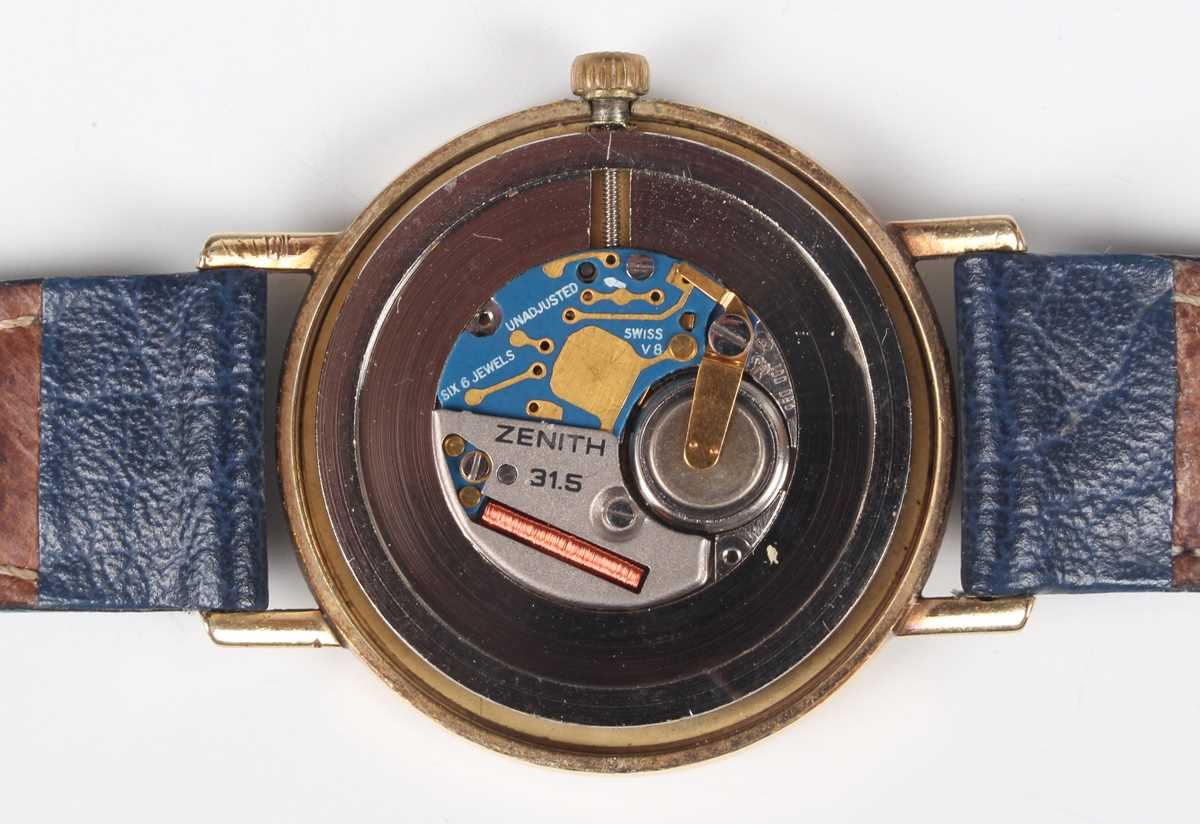 A Zenith Quartz 9ct gold circular cased gentleman’s wristwatch, the signed gilt dial with baton hour - Image 2 of 6