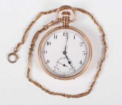 A Pilot 9ct gold keyless wind open-faced gentleman’s pocket watch with signed and jewelled lever