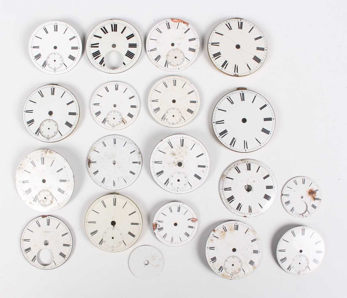 A collection of eighty white enamelled pocket watch dials, 18th century and later, some signed, - Image 5 of 8