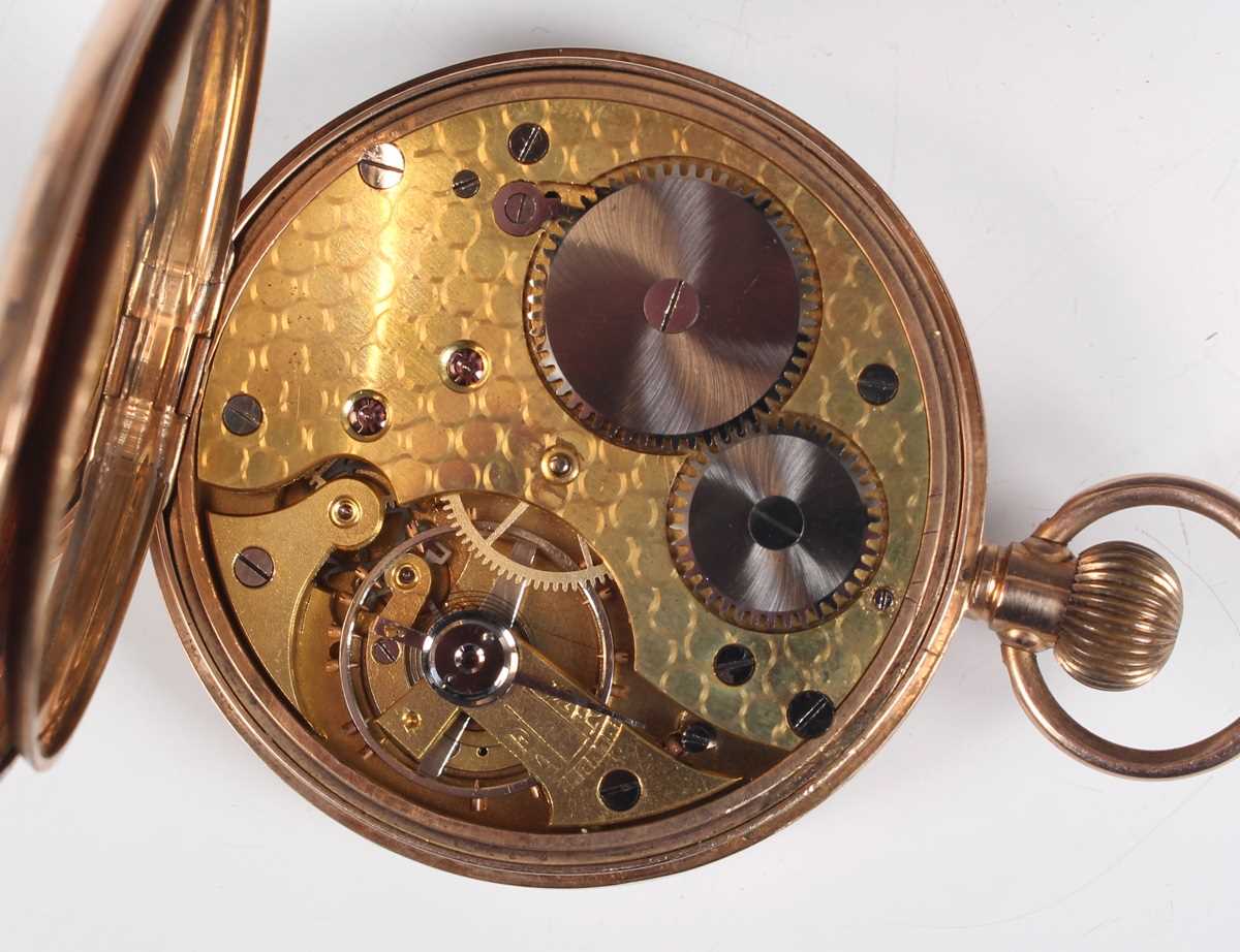 A 9ct gold cased keyless wind open faced gentleman's pocket watch, the white enamelled dial with - Image 2 of 5