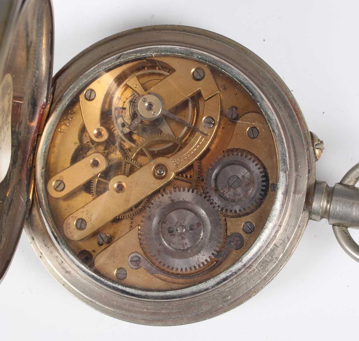 A chrome plated base metal cased keyless wind open faced gentleman's Goliath pocket watch, the white - Image 18 of 18