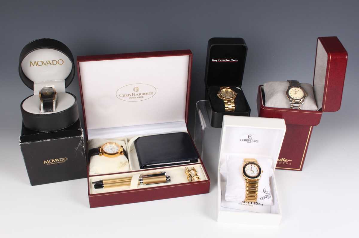 A collection of fourteen gentlemen's wristwatches, including a Favre Leuba Quartz steel cased