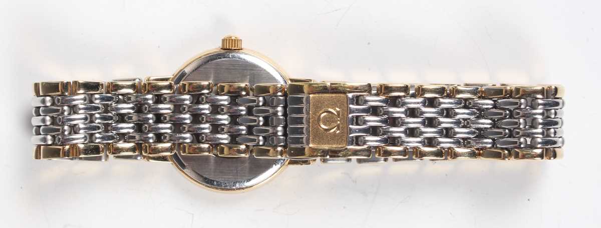 An Omega De Ville steel and gilt lady's bracelet wristwatch with signed dial, the bracelet with - Image 4 of 5