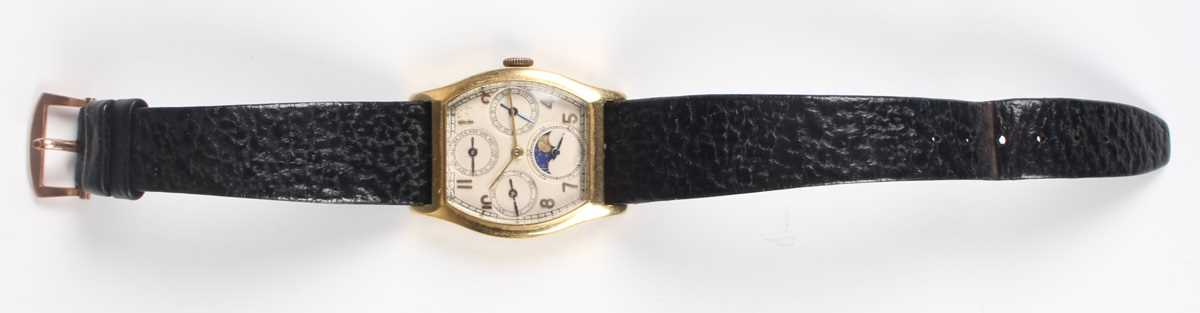 A rare Jaeger-LeCoultre 18ct gold tonneau cased perpetual calendar gentleman's wristwatch with - Image 4 of 7
