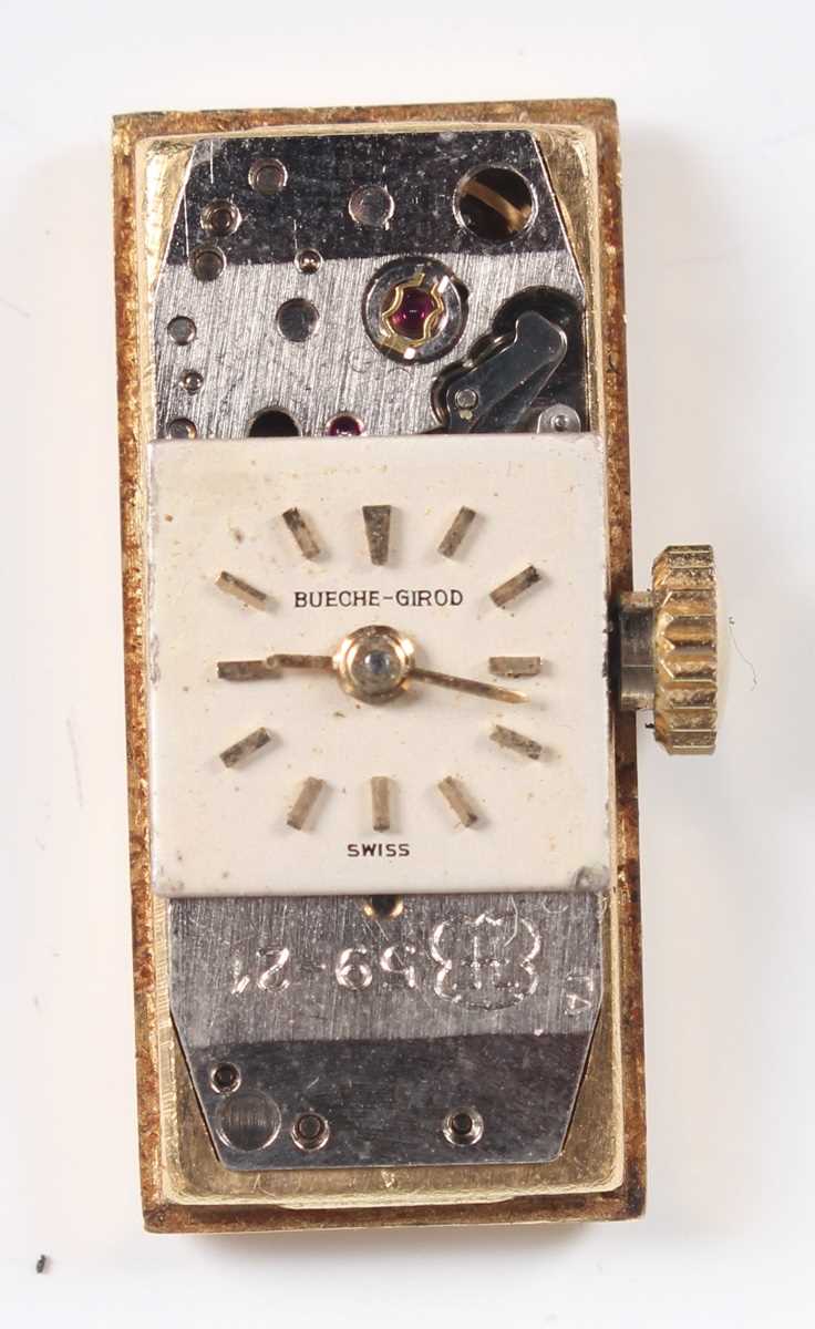 A Bueche-Girod 18ct gold lady’s bracelet wristwatch with signed square silvered dial with baton hour - Image 4 of 8