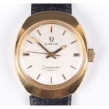An Omega Seamaster Cosmic gilt metal cased lady's wristwatch, the signed silvered dial with baton