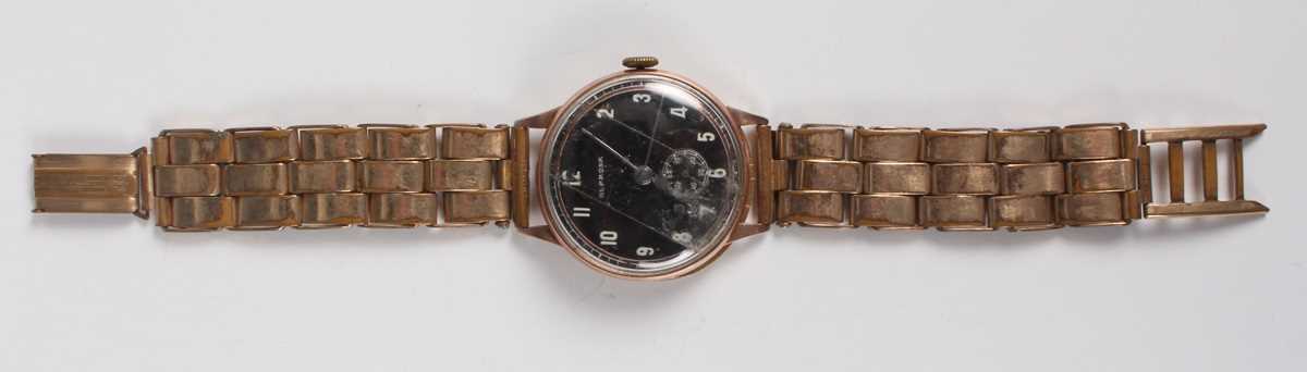 An Alprosa 9ct gold circular cased gentleman’s wristwatch with unsigned jewelled movement, the - Image 6 of 6