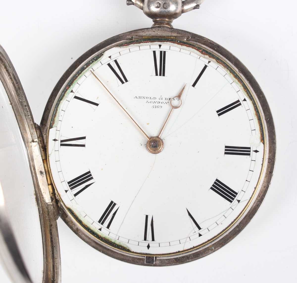 An Arnold & Dent silver cased keywind open-faced gentleman’s pocket watch, the gilt fusee movement - Bild 10 aus 24
