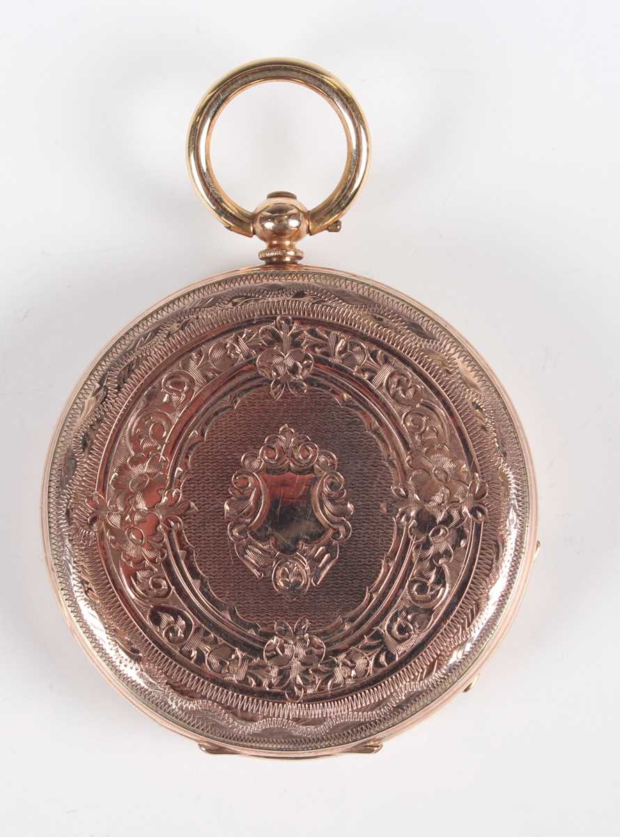 A 9ct gold cased keywind open faced lady's fob watch with unsigned gilt cylinder movement, base - Image 5 of 5