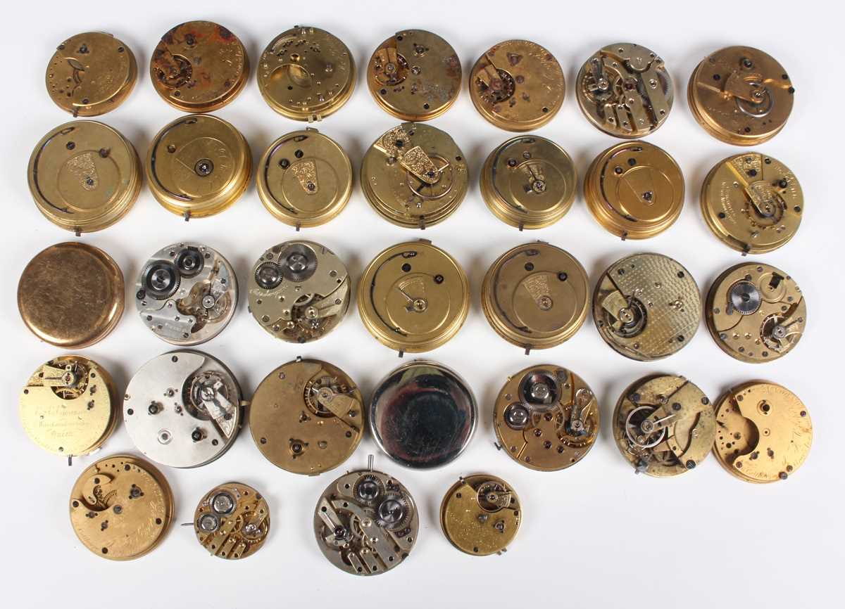 A collection of thirty-two pocket watch movements and dials, including one signed 'Arnold & Dent - Image 2 of 2