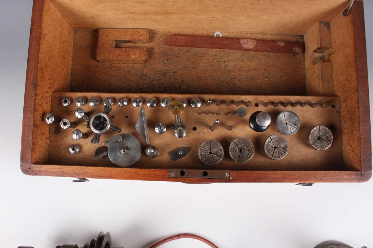 A Wolf Jahn & Co Germany watchmaker's lathe and accessories, boxed, length 33.2cm. - Image 4 of 4