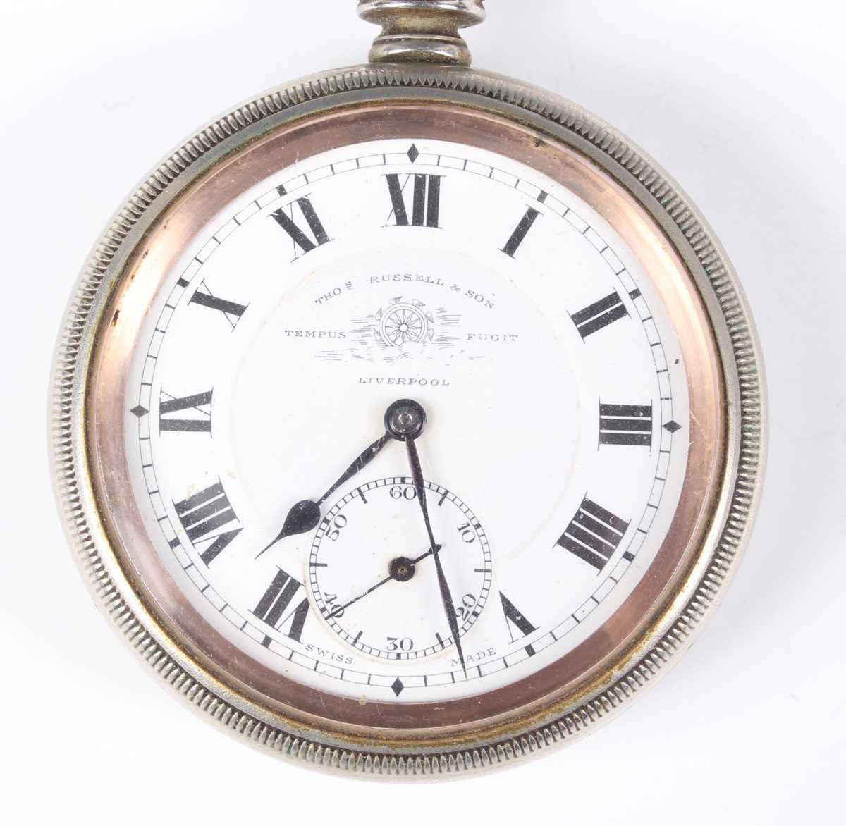 A military style nickel cased keyless wind open faced gentleman's pocket watch with unsigned - Bild 2 aus 9