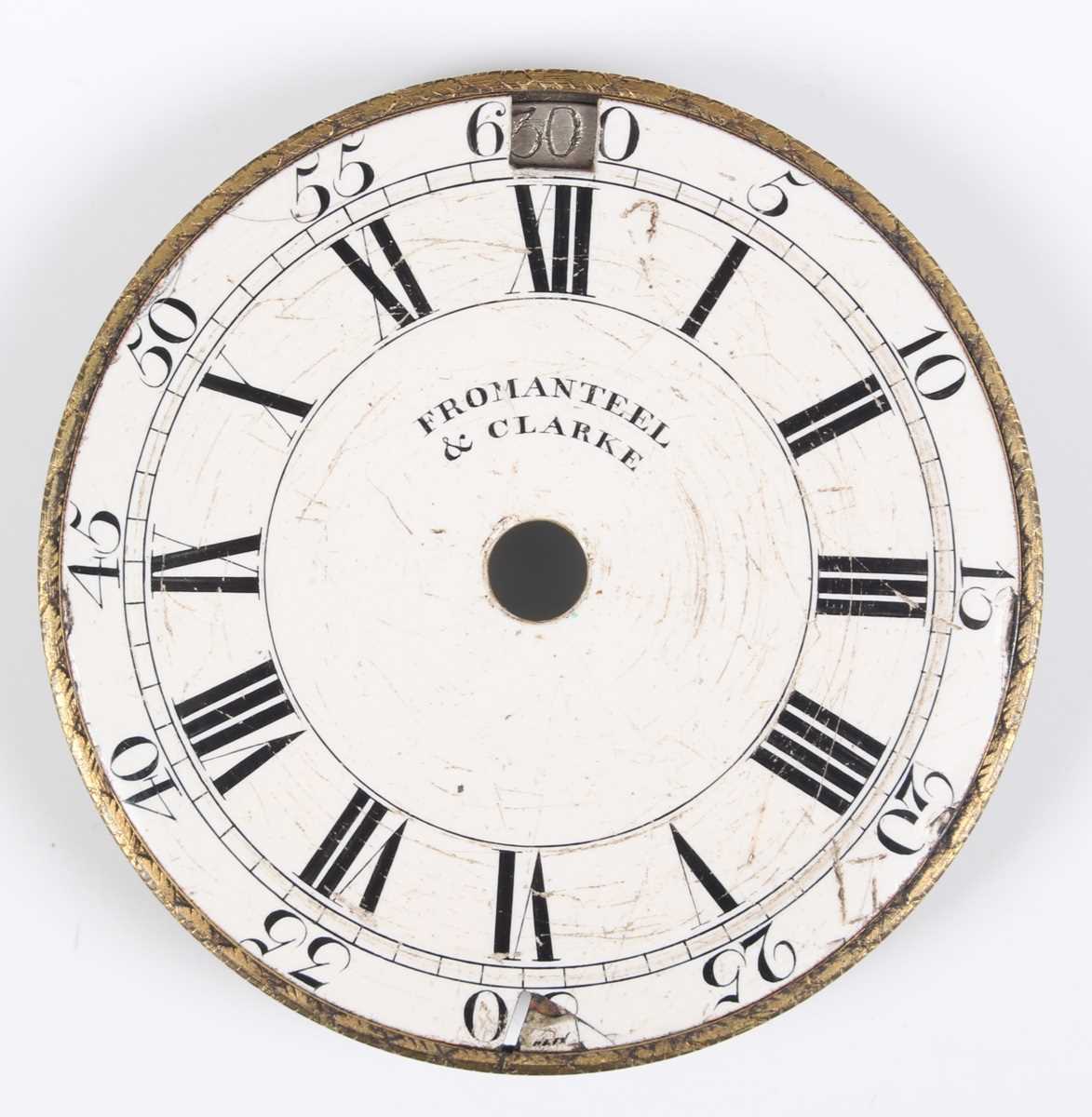 An early 18th century white enamelled pocket watch dial with black Roman hour numerals, outer Arabic - Bild 2 aus 24