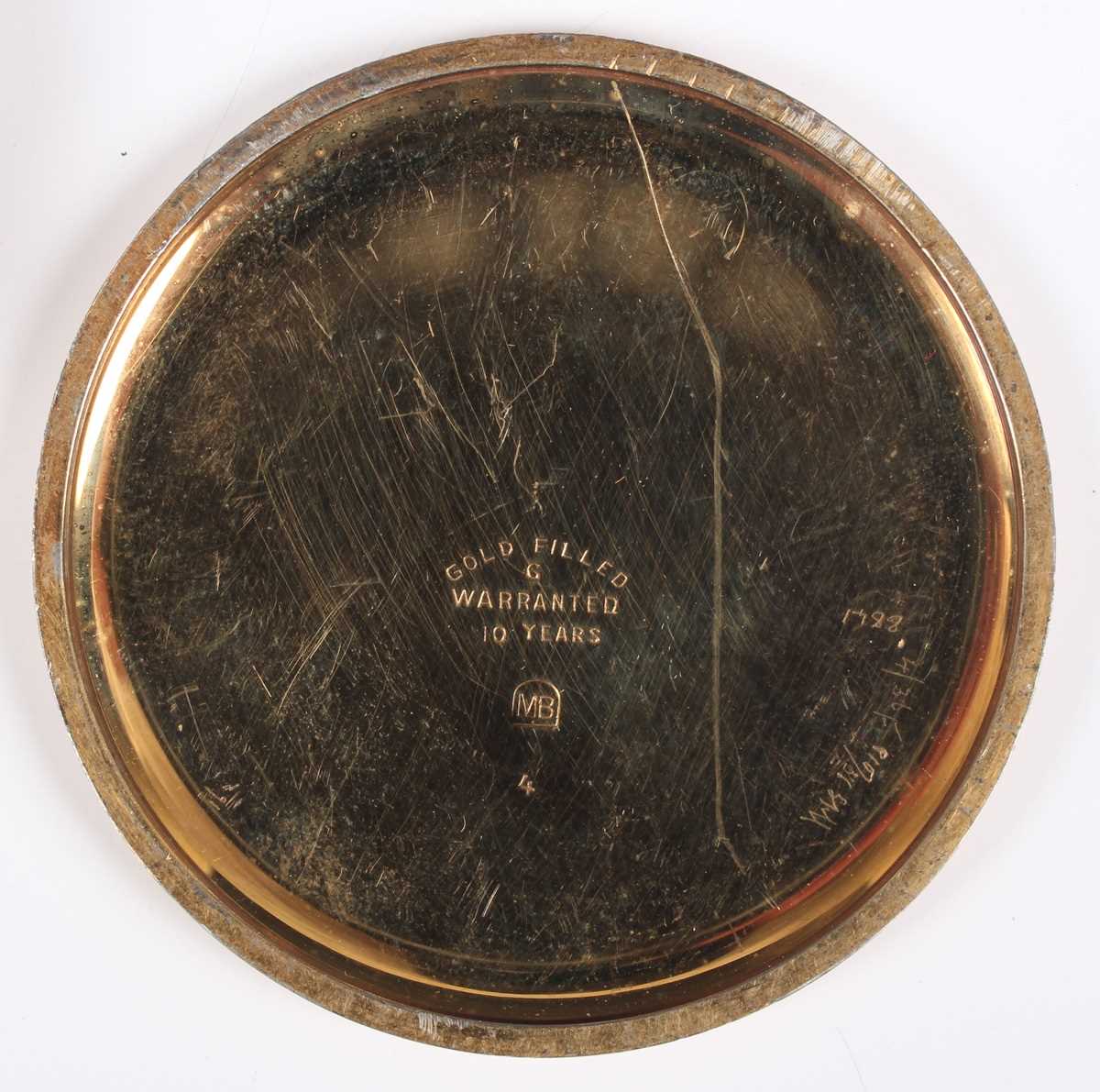 A gilt metal cased keyless wind open faced gentleman's dress pocket watch, the silvered dial with - Image 4 of 25