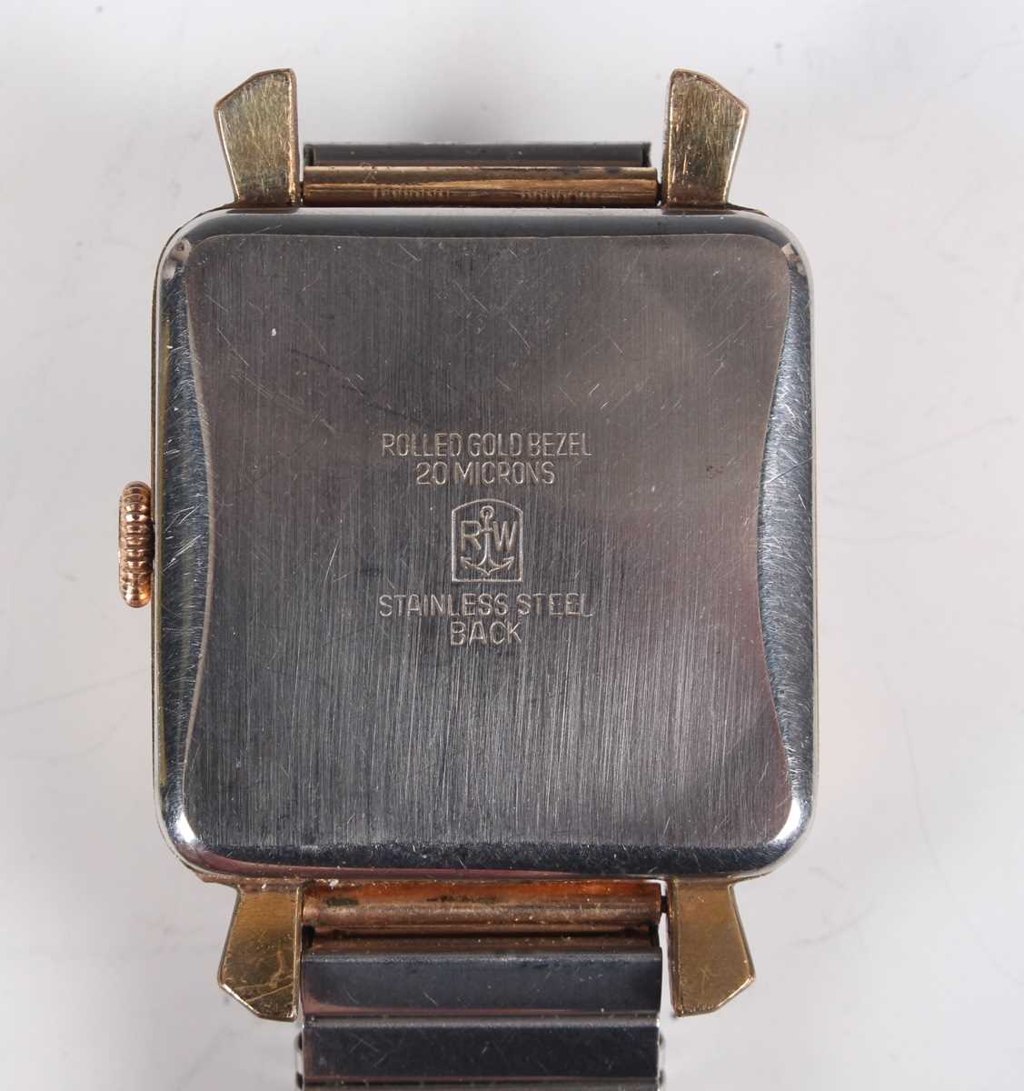 A Helvetia Automatic gilt metal fronted and steel backed square cased gentleman's wristwatch with - Image 15 of 16