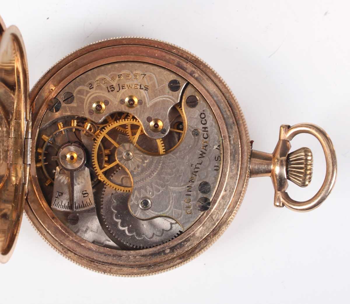 A gilt metal cased keyless wind open faced gentleman's dress pocket watch, the silvered dial with - Image 7 of 25