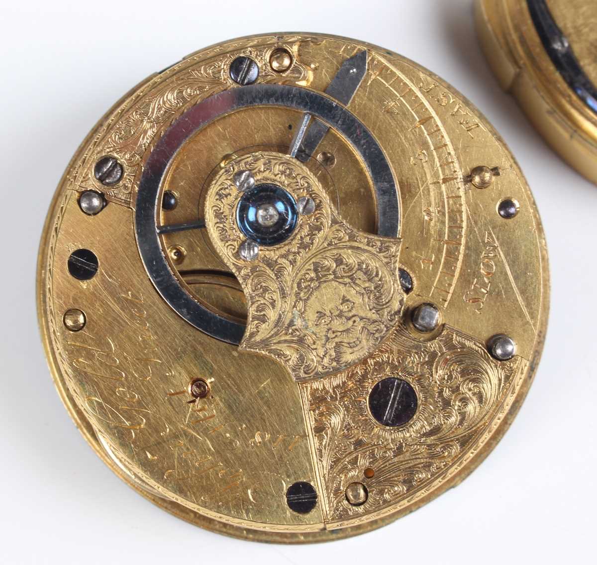 Three 18th century French gilt fusee pocket watch movements, each signed, including 'Michau a Paris' - Bild 6 aus 38