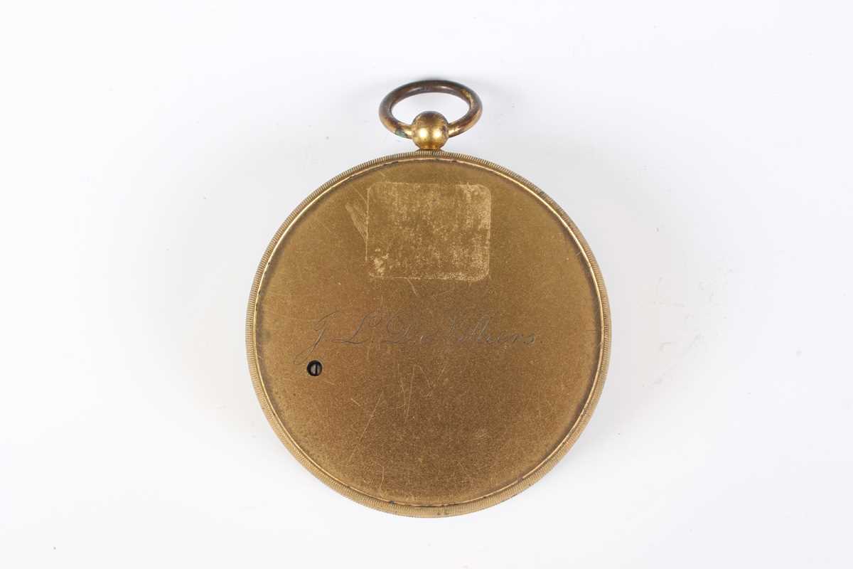 A late 19th century gilt brass pocket barometer altimeter, the silvered dial with semicircular - Bild 3 aus 13