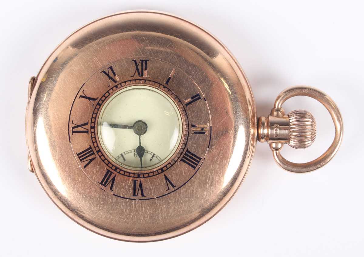 A Record Watch Co 9ct gold half-hunting cased keyless wind gentleman's pocket watch with signed - Bild 2 aus 8