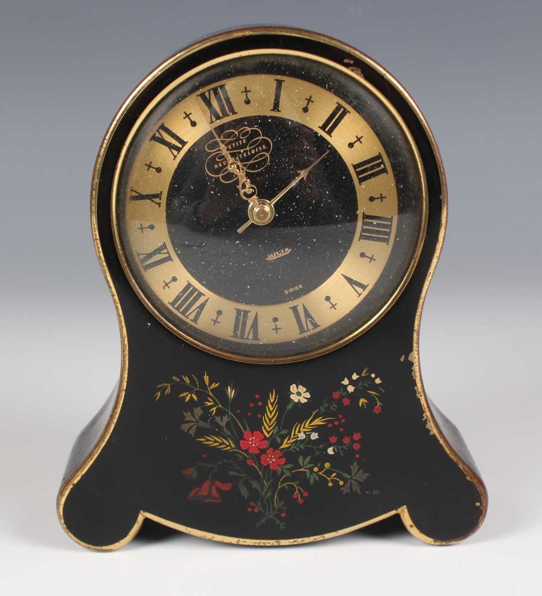 A mid-20th century Imhof gilt brass desk timepiece and weather compendium, the revolving cube shaped - Image 14 of 15