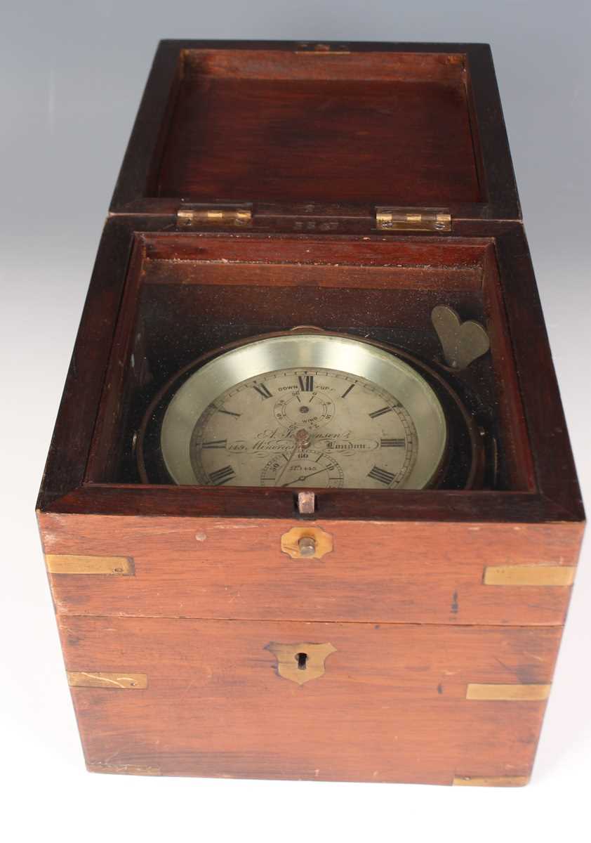 A late 19th/early 20th century marine chronometer, the two day chain fusee movement with maintaining - Bild 13 aus 17