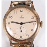 A Tudor 9ct gold circular cased gentleman's wristwatch with signed and jewelled movement, the signed