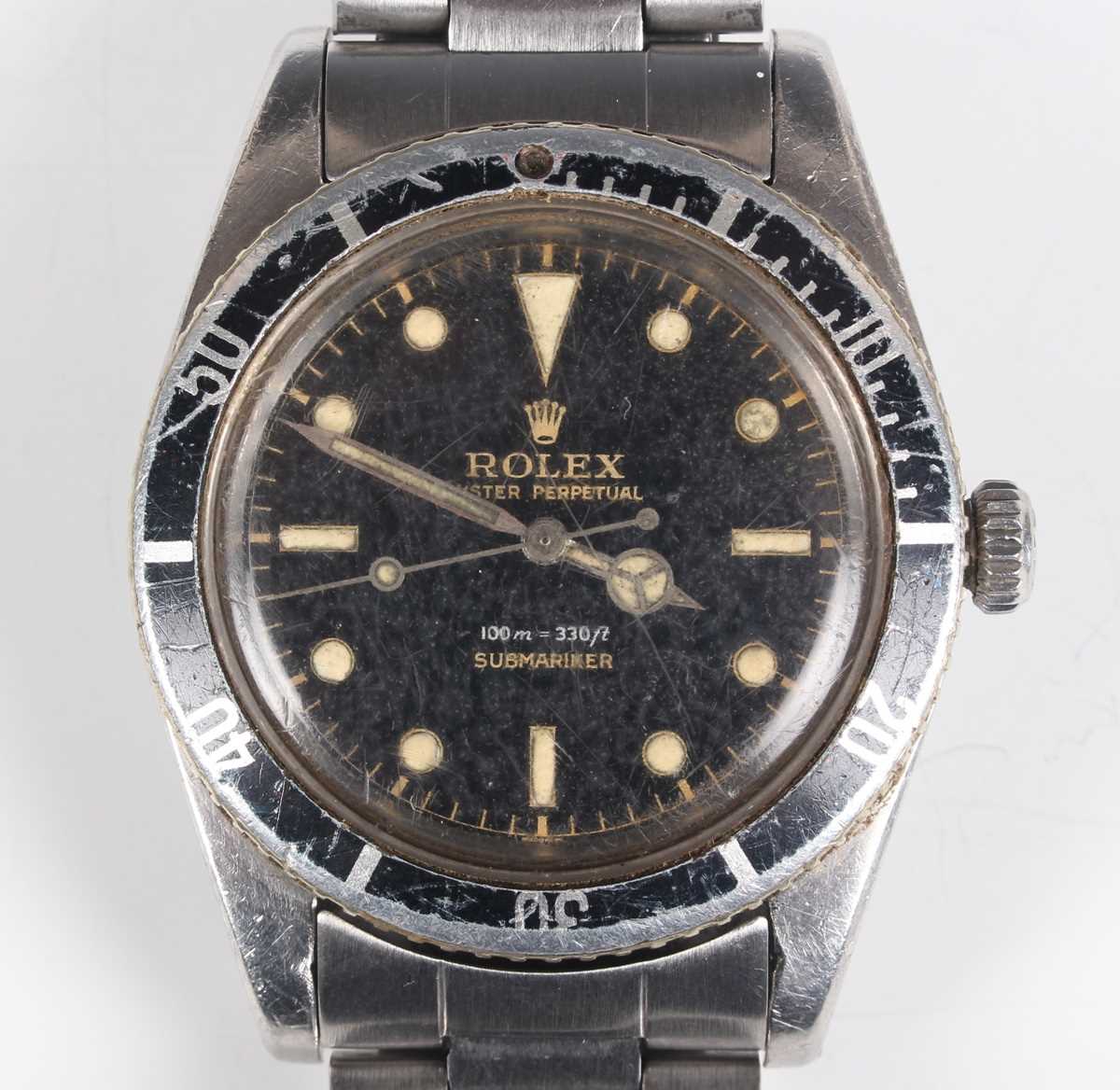 A Rolex Oyster Perpetual 100m= 300ft Submariner stainless steel gentleman's bracelet wristwatch,