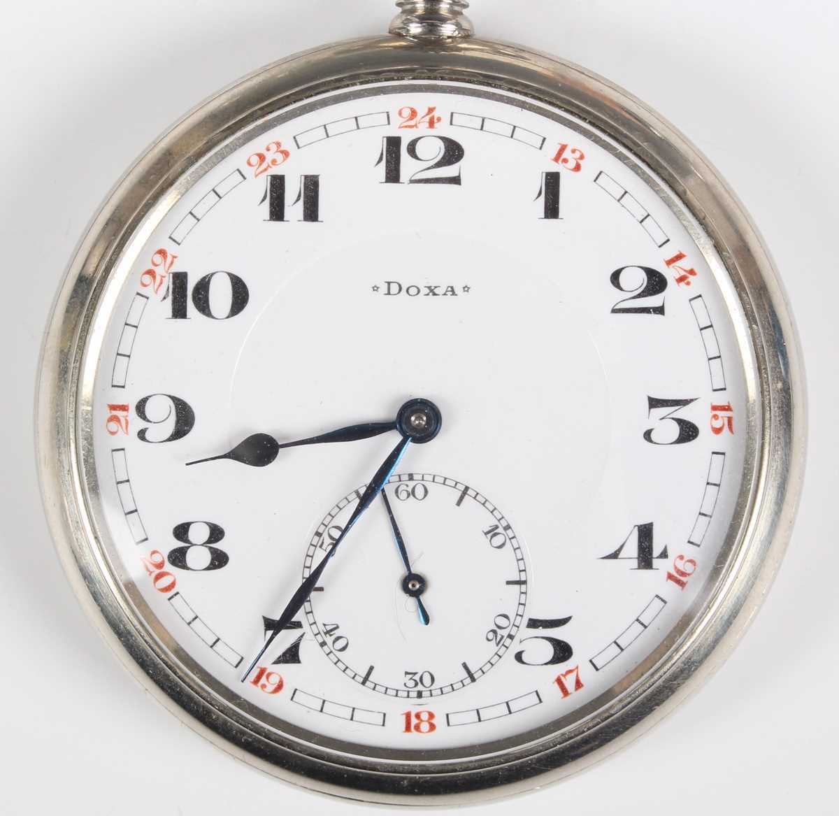 A Doxa nickel cased keyless wind open-faced gentleman's pocket watch with signed and jewelled - Image 2 of 11