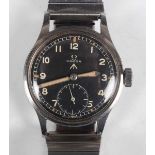 An Omega MoD issue steel cased gentleman's wristwatch, circa 1944, the signed and jewelled