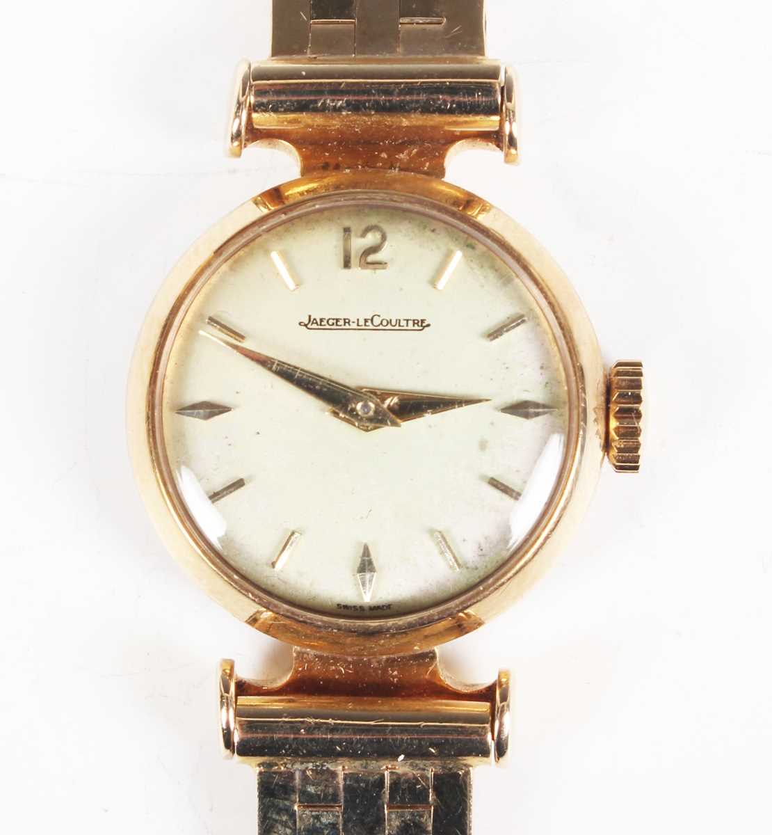 A Jaeger-LeCoultre 9ct gold lady's bracelet wristwatch, the signed and jewelled movement numbered '