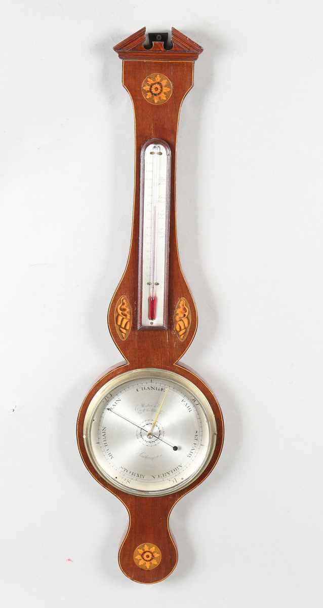 An early 19th century mahogany wheel barometer with silvered dial, inscribed 'Lione & Somalvico 14 - Image 7 of 7