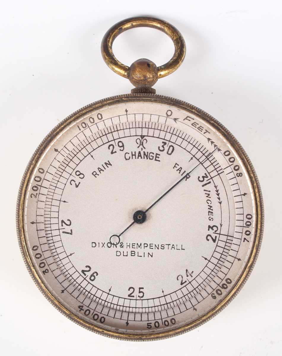 A late 19th century Negretti & Zambra gilt lacquered brass cased pocket barometer altimeter, compass - Image 10 of 14