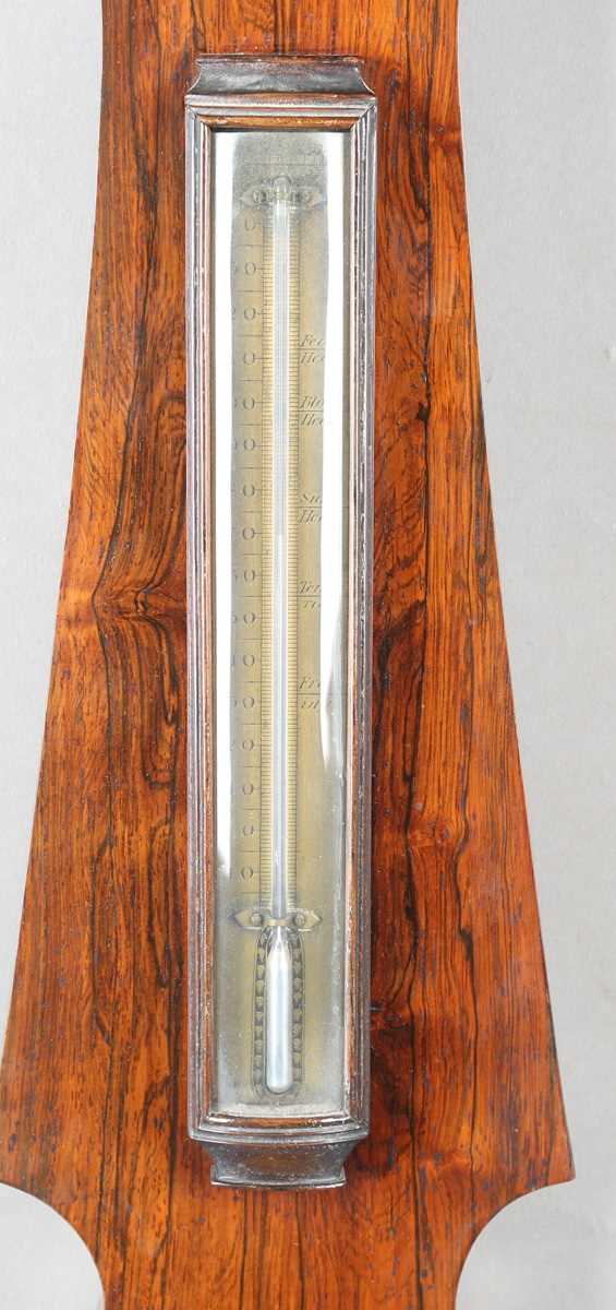 An early Victorian rosewood wheel barometer of oversized proportions with silvered dial, - Image 3 of 5