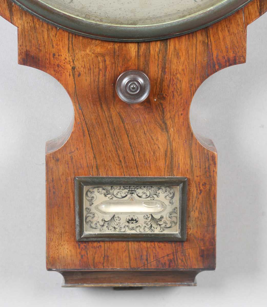 An early Victorian rosewood wheel barometer of oversized proportions with silvered dial, - Image 2 of 5