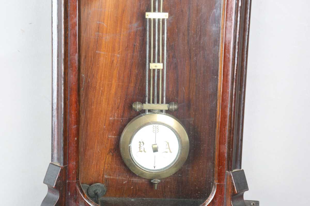 A late 19th century simulated rosewood cased Vienna style wall timepiece with single train movement, - Image 3 of 5