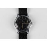 A Junghans military style chrome plated and steel backed circular cased gentleman's wristwatch,