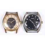 A Smiths Deluxe gilt metal fronted and steel backed gentleman’s wristwatch, the signed dial with