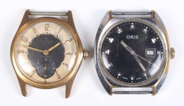 A Smiths Deluxe gilt metal fronted and steel backed gentleman’s wristwatch, the signed dial with