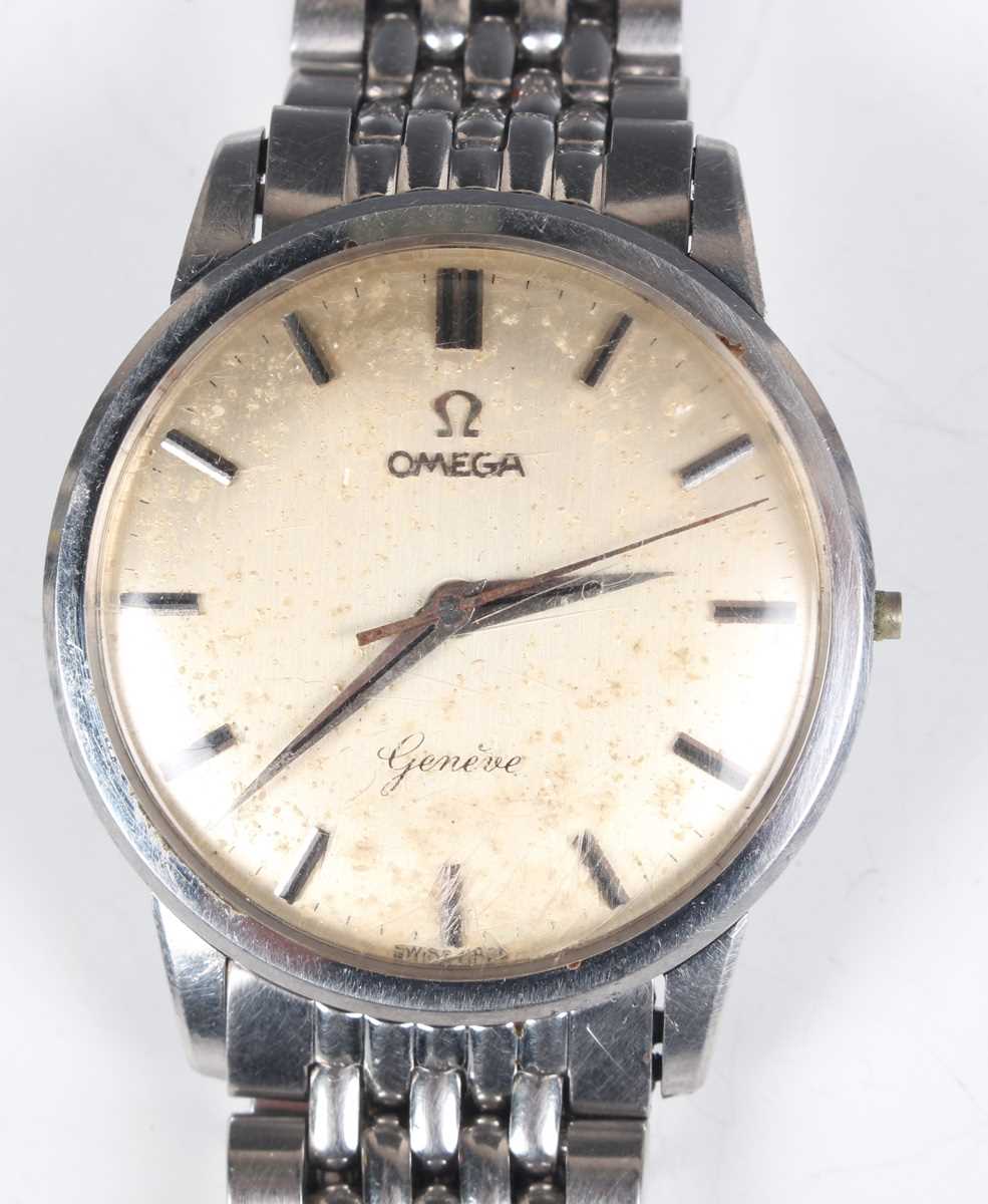 An Omega Genève stainless steel gentleman's bracelet wristwatch, circa 1961, the signed and jewelled