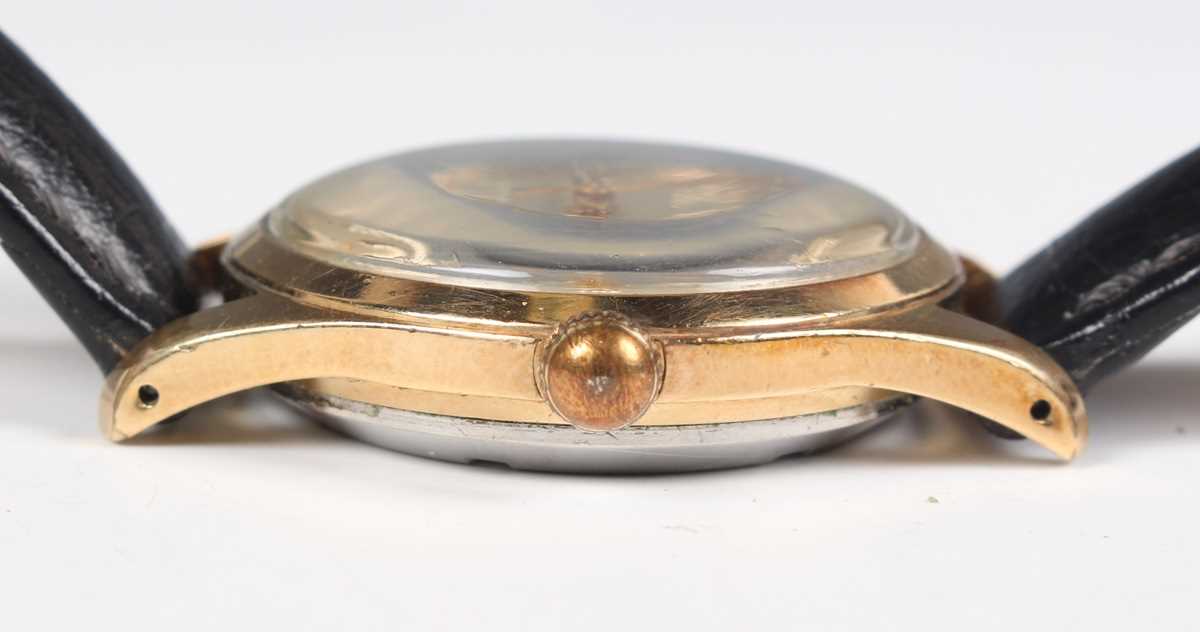 A Girard-Perregaux Gyromatic gilt metal fronted and steel backed gentleman's wristwatch, the - Bild 7 aus 8