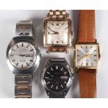 A Helvetia Automatic gilt metal fronted and steel backed square cased gentleman's wristwatch with