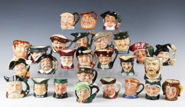 Forty small and intermediate Royal Doulton character jugs, including Mine Host, Mr Pickwick, Auld