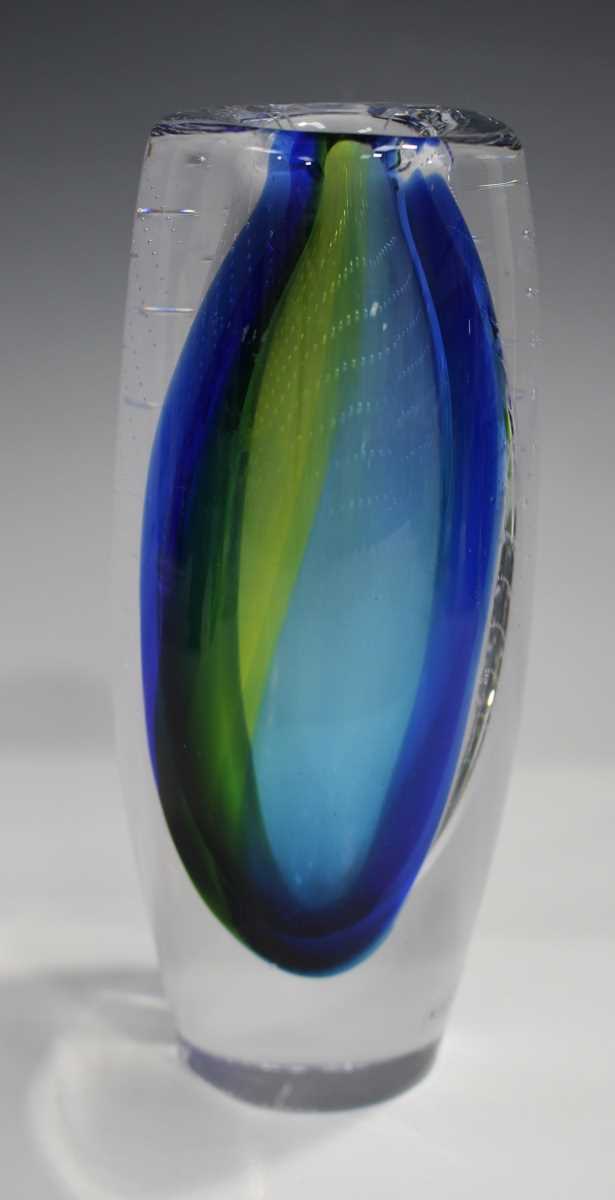 A Kosta Boda studio glass vase, designed by Goran Warff, of gently swollen cylindrical form with - Image 2 of 7