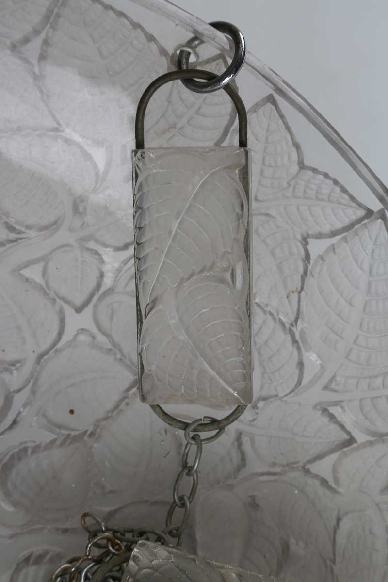 An Art Deco Lalique frosted and clear glass Charmes pattern plafonnier, designed 1924, moulded - Image 2 of 6