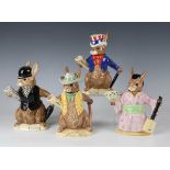 Four Bunnykins limited edition Teapots of the World, comprising Aussie Explorer, London City Gent,