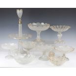 An assorted group of craquelure ice glass, French or Bohemian, circa 1850 and later, including a