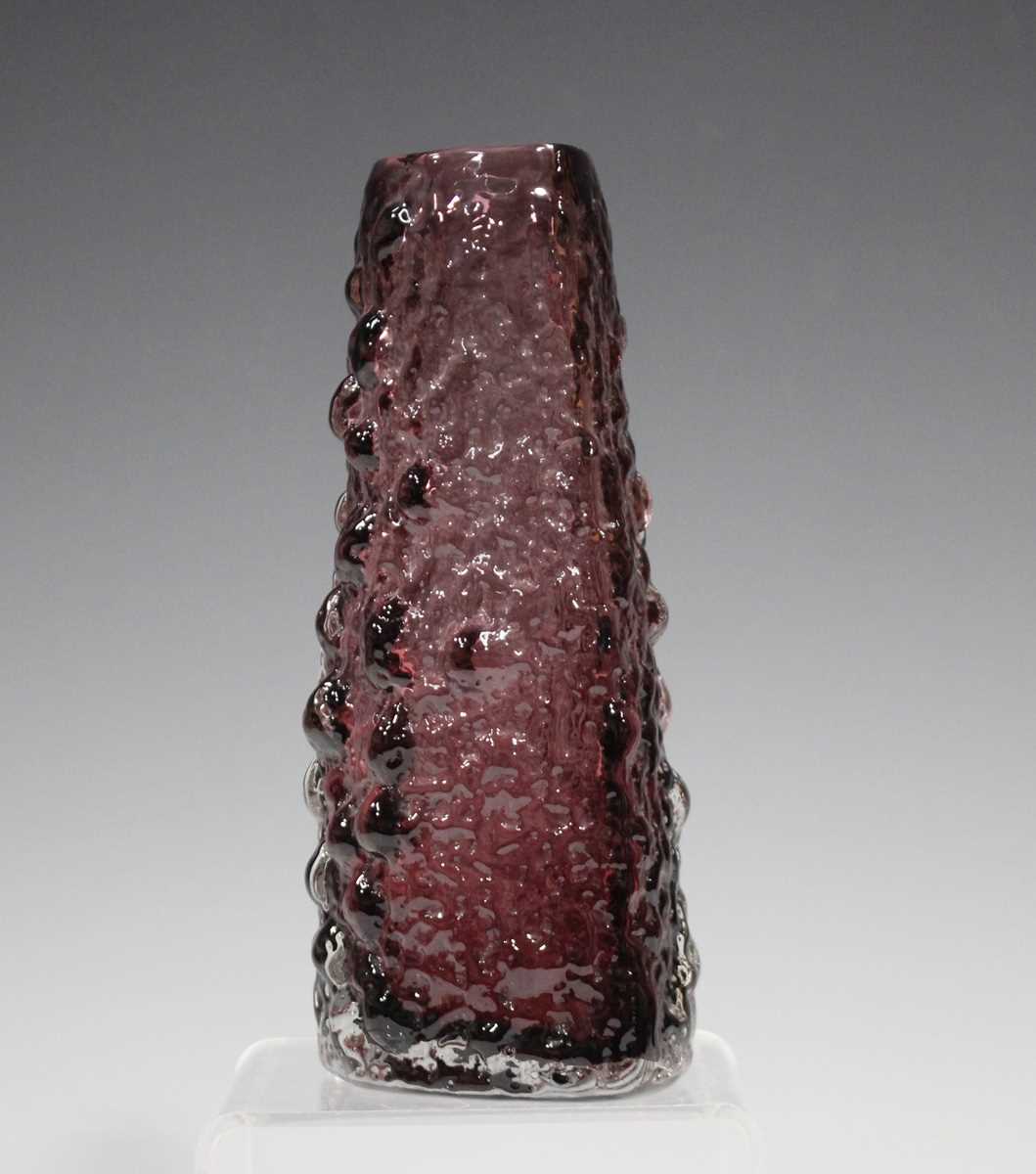 A Whitefriars Volcano vase, shape No. 9717, designed by Geoffrey Baxter, in aubergine tint, height - Image 2 of 3