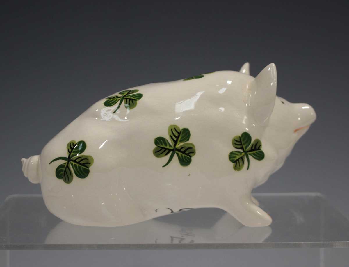 Two Griselda Hill Pottery Wemyss style small pigs, the first painted with shamrock, the second - Image 7 of 14