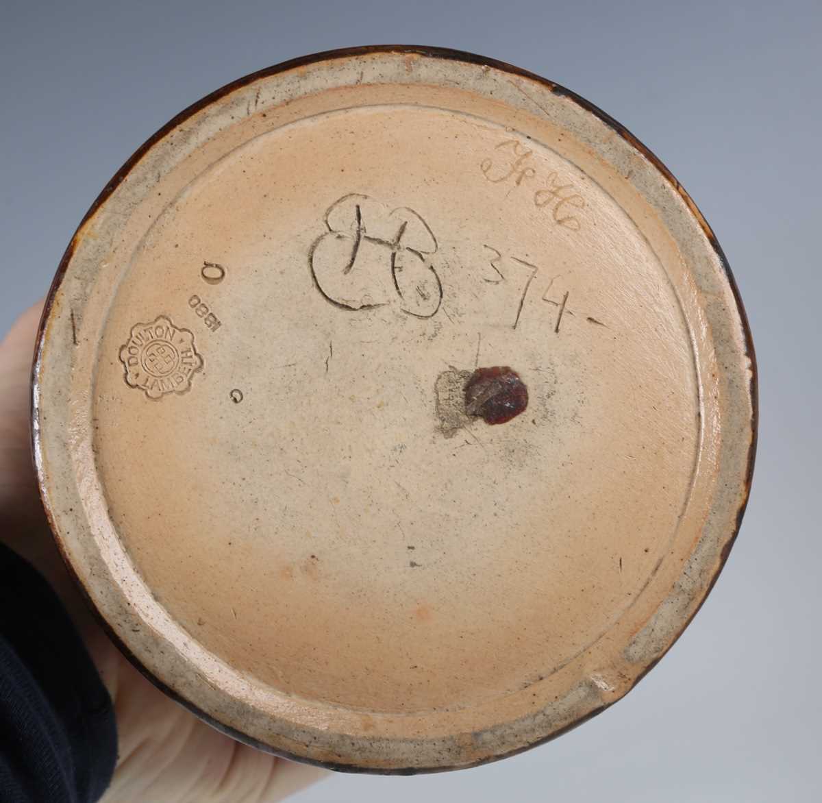 A Doulton Lambeth stoneware jug, dated 1882, decorated by Hannah Barlow, monogrammed, with deer - Image 8 of 8